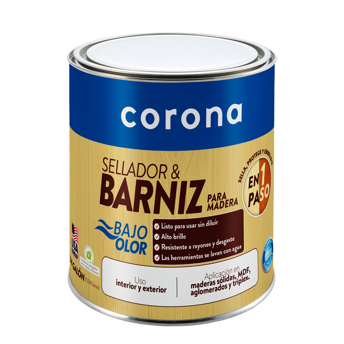 Barniz Para Madera Brillante - Corona